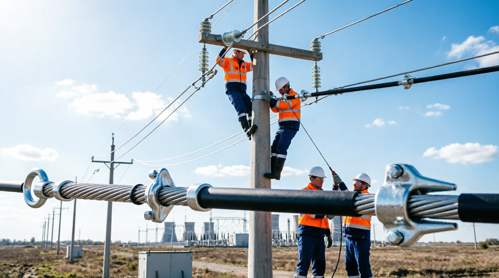 Монтаж СИП кабеля на опорах ЛЭП бригадой ООО КабельПродукт